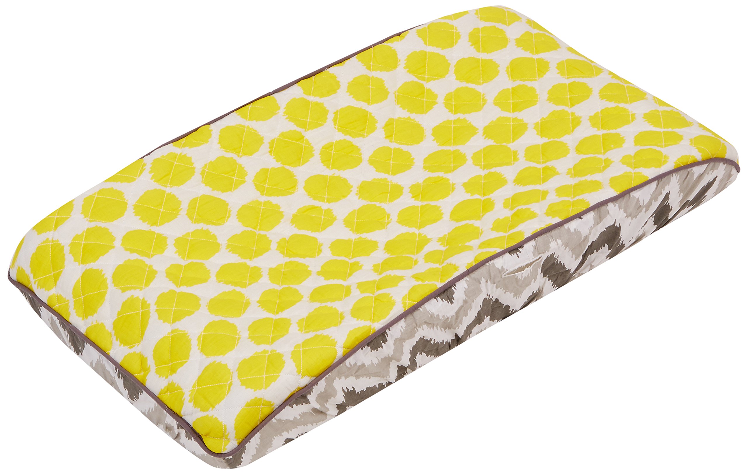 Bacati Ikat Zigzag Grey & Muslin Yellow Dots Changing Pad Cover - Soft Baby Changing Table Cover for Nursery, Diaper Station & Travel - Waterproof & Breathable Fabric