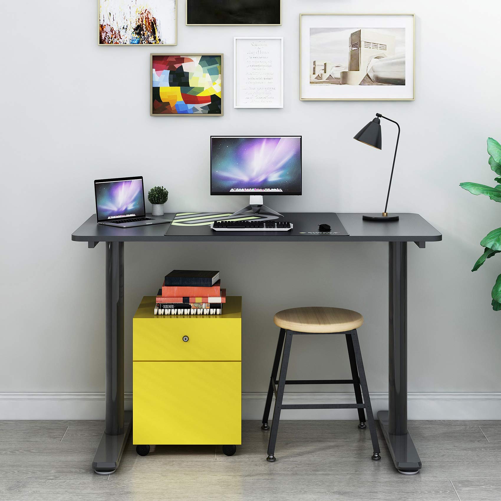 Eureka Ergonomic 47-inch Computer Desk - Modern Home Office & Gaming Desk with Cable Management & Free Mouse Pad - Study Writing PC Table for Small Spaces - Perfect for Work, Gaming & Remote Learning (Black)