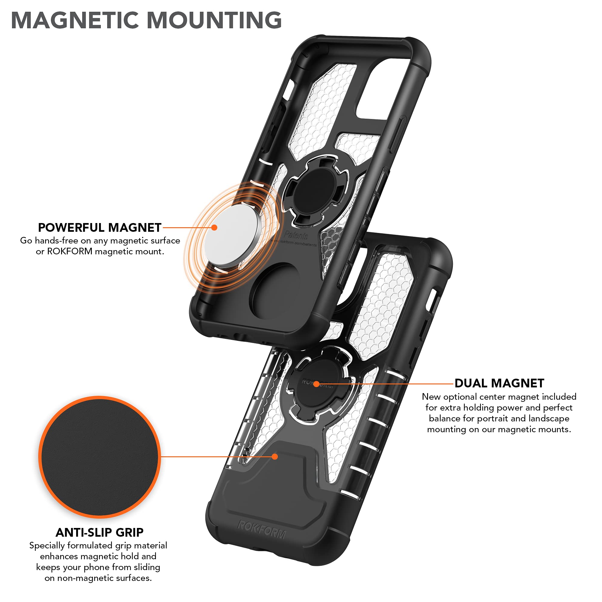 ROKFORM iPhone 11 Pro Case - Slim Crystal Series Clear Magnetic Cover with RokLock Quad Tab Twist Lock, Dual Magnet, Drop Tested Armor - Perfect for Outdoor Adventures and Daily Use