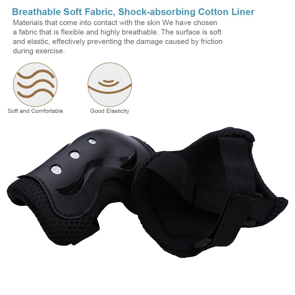 VGEBY Kids Protective Gear Set - Knee Pads, Elbow Pads & Wrist Guards for Skateboarding, Cycling & Scooter Riding (Black) - Outdoor Safety Equipment for Boys & Girls - Perfect for Skate Parks, Bike Trails & Playground Adventures
