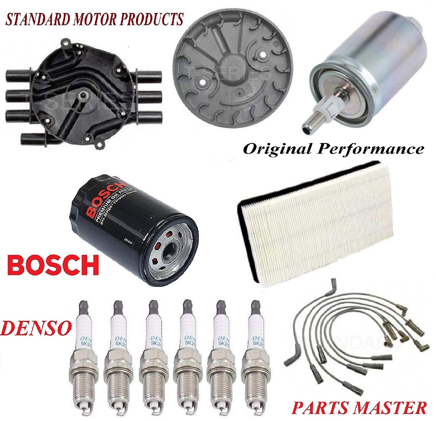 GMC SONOMA V6 4.3L 4WD 2001-2003 Tune Up Kit - Air Oil Fuel Filters, Cap, Rotor, Wire & Spark Plug Replacement Parts | Perfect for Engine Maintenance & Performance Upgrade