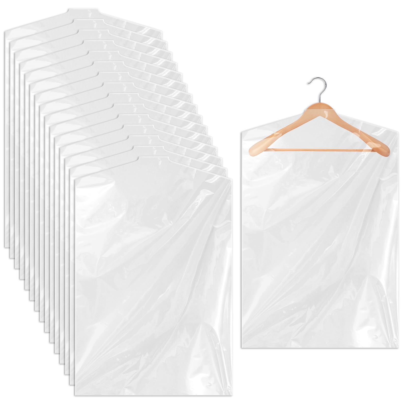 30 Pack Clear Plastic Garment Bags for Hanging Clothes - 35.4 x 23.6 Inch Dry Cleaning Storage Covers for Suits, Shirts, Coats | Perfect for Travel, Closet Organization & Seasonal Clothing Protection