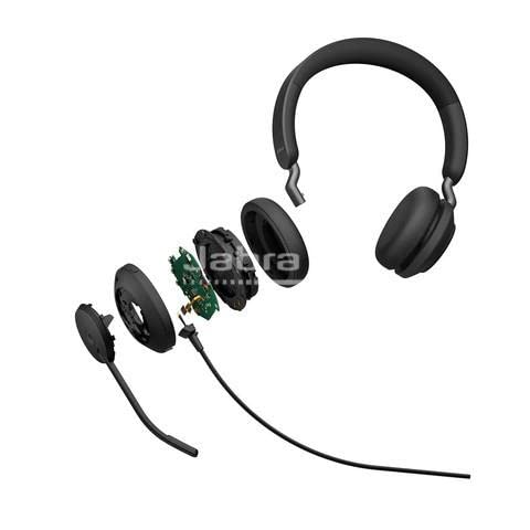 Jabra Evolve2 40 PC Headset - Noise Cancelling Microsoft Teams Certified Stereo Headphones with 3-Microphone Call Technology - USB-A Cable - Black - Perfect for Remote Work, Online Meetings, and Office Communication
