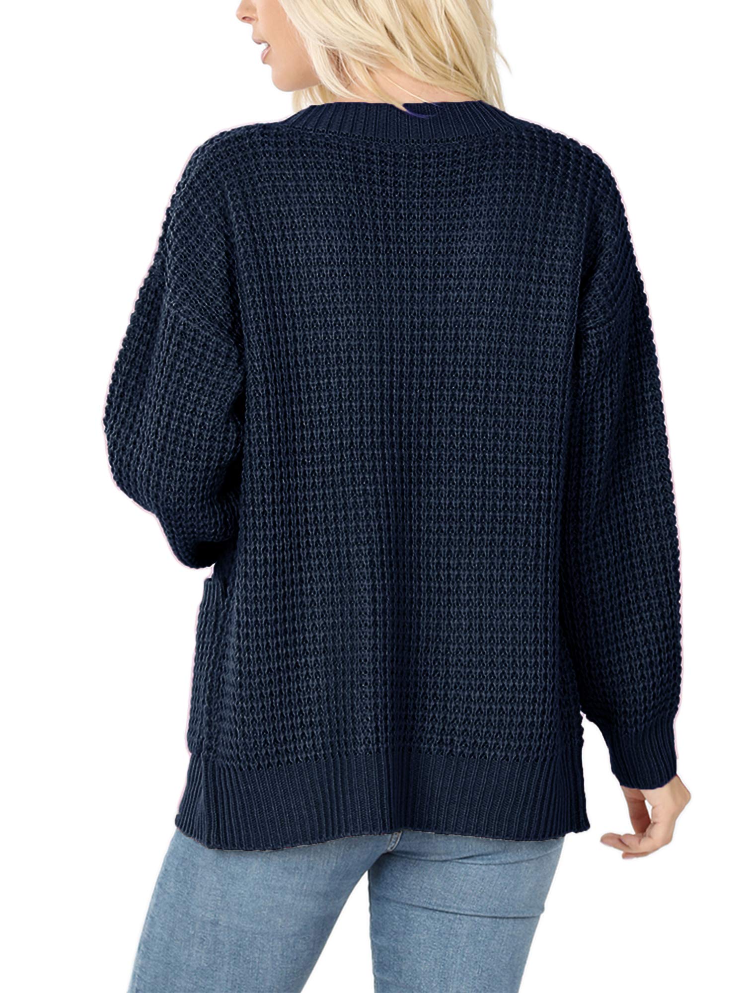 KOGMO Women's Waffle Knit Button Front Cardigan with Pockets - Cozy Fall Winter Sweater for Casual Outfits & Layering