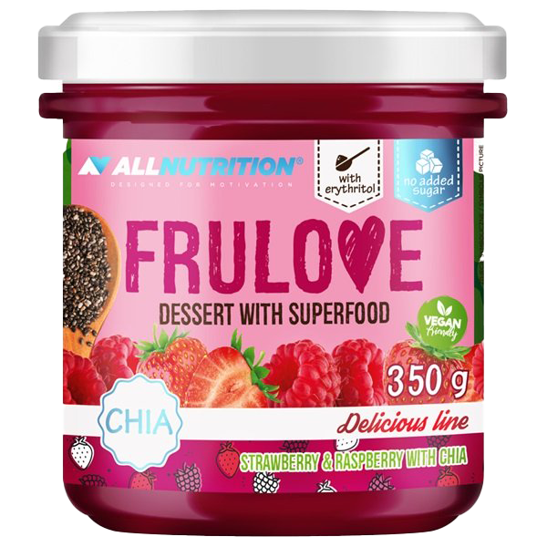 Allnutrition Frulove Superfood Dessert - Strawberry & Raspberry with Chia Seeds, 350g | Healthy Snack for Weight Loss, Breakfast & Post-Workout Recovery