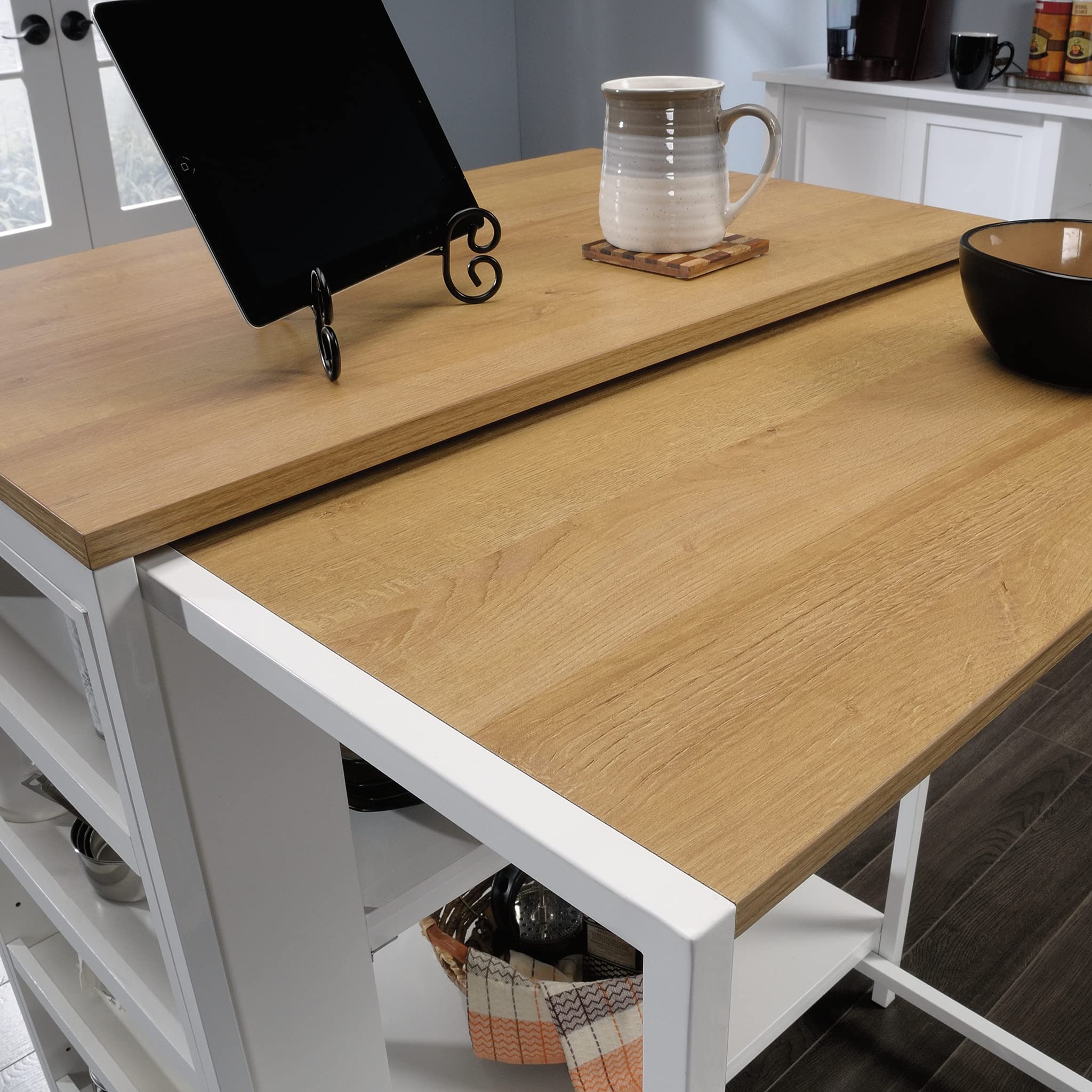 Sauder White Kitchen Island with Storage, 31.5