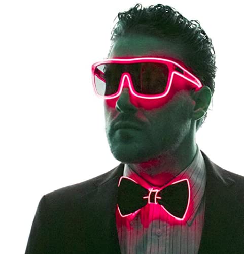LED Light Up Bow Tie - Glowing Adjustable EL Wire Bowtie for Men & Women - Perfect for Parties, Raves, Concerts, and Cosplay