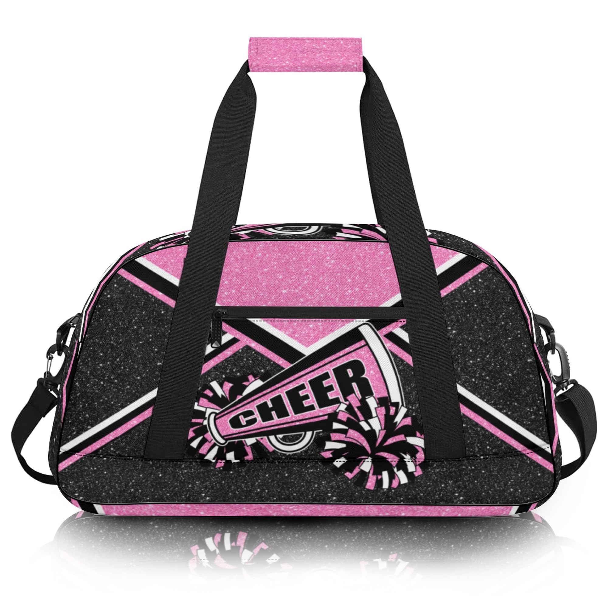 Cheerleader Gym Bag for Women - Pink Cheerleading Duffle Bag with Shoe Compartment | Perfect for Sports, Travel & Weekend Getaways | Lightweight Carry-On Weekender Bag