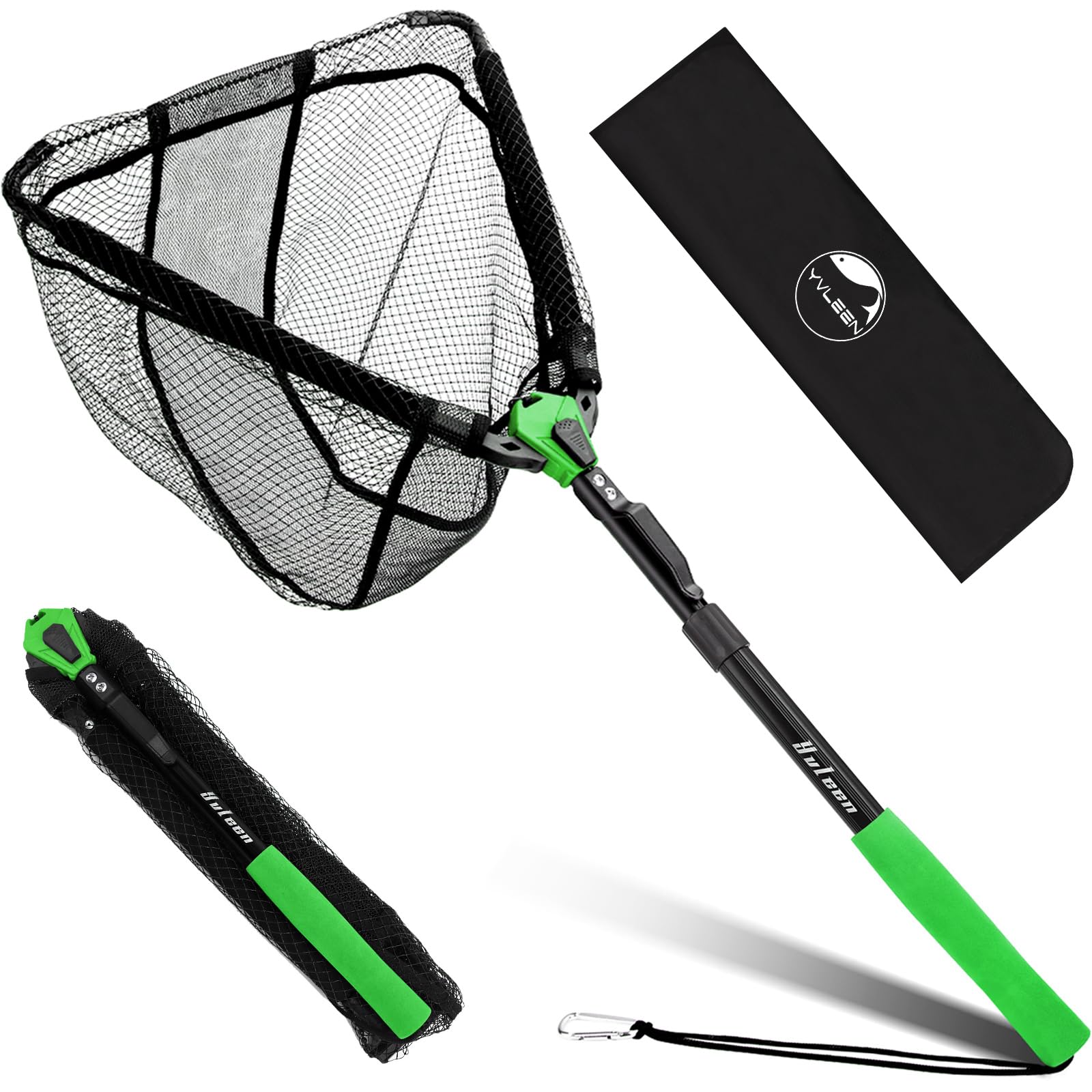 **YVLEEN Floating Fishing Net - Foldable & Lightweight Freshwater Landing Net with Ultra-Thin Rubber Mesh for Easy Catch & Release - Perfect Fishing Gift for Men - Ideal for Kayak, Boat, and Shore Fishing**