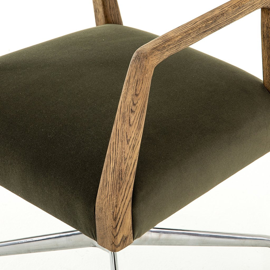 Tyler Desk Chair - Velvet Loden Green Office Chair with Ergonomic Support | Perfect for Home Office, Gaming & Study