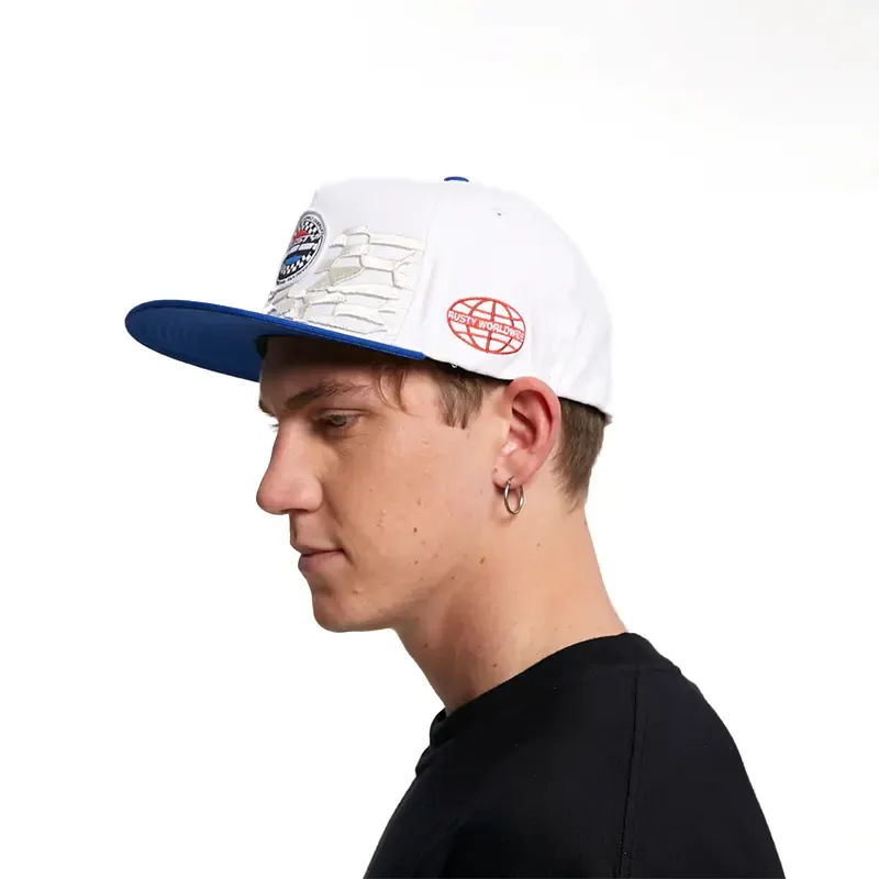 Rusty Joshua Racer Cap - Blue & White Snapback Baseball Hat for Men & Women | Casual Streetwear, Sports, Outdoor Activities