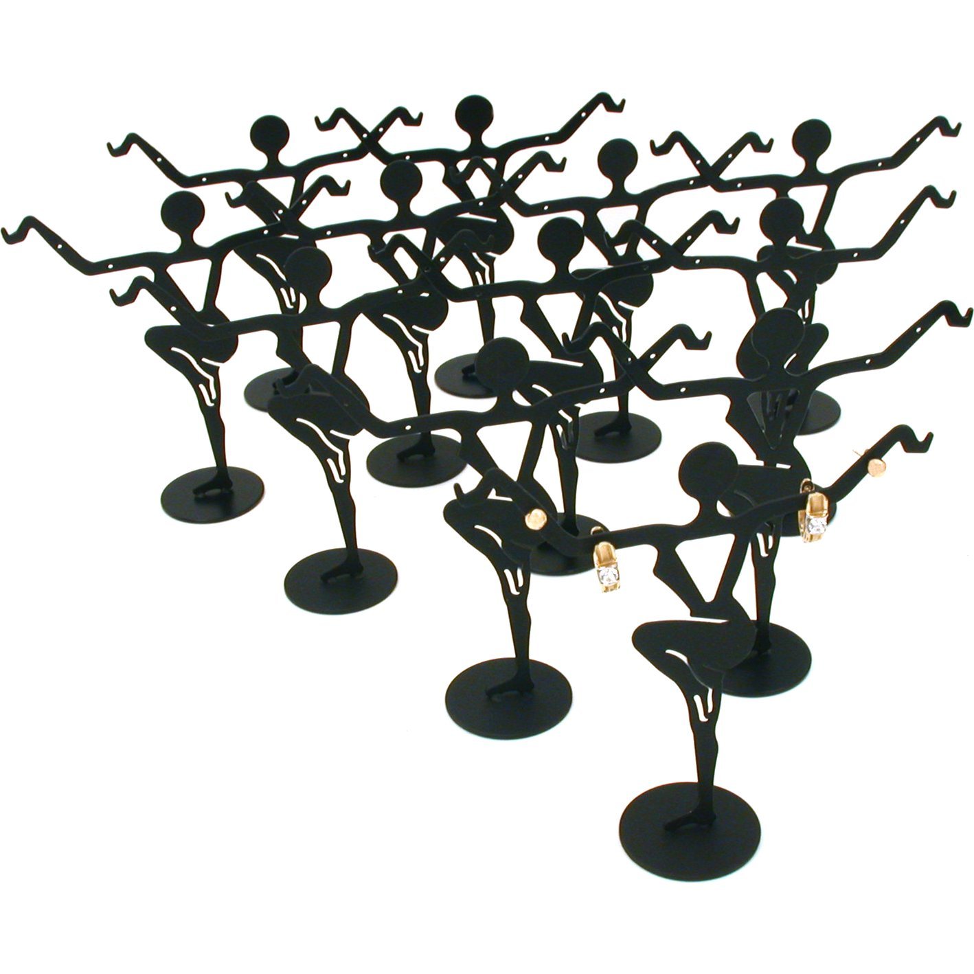 FindingKing 12-Pack Black Metal Earring Display Stands - 4 5/8