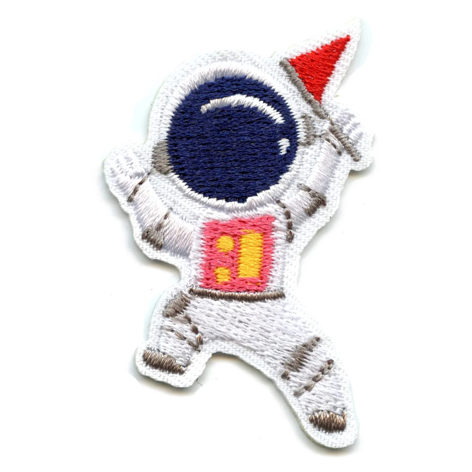 Astronaut Holding Red Flag Space Exploration Embroidered Iron-On Patch - Perfect for Jackets, Backpacks & DIY Crafts