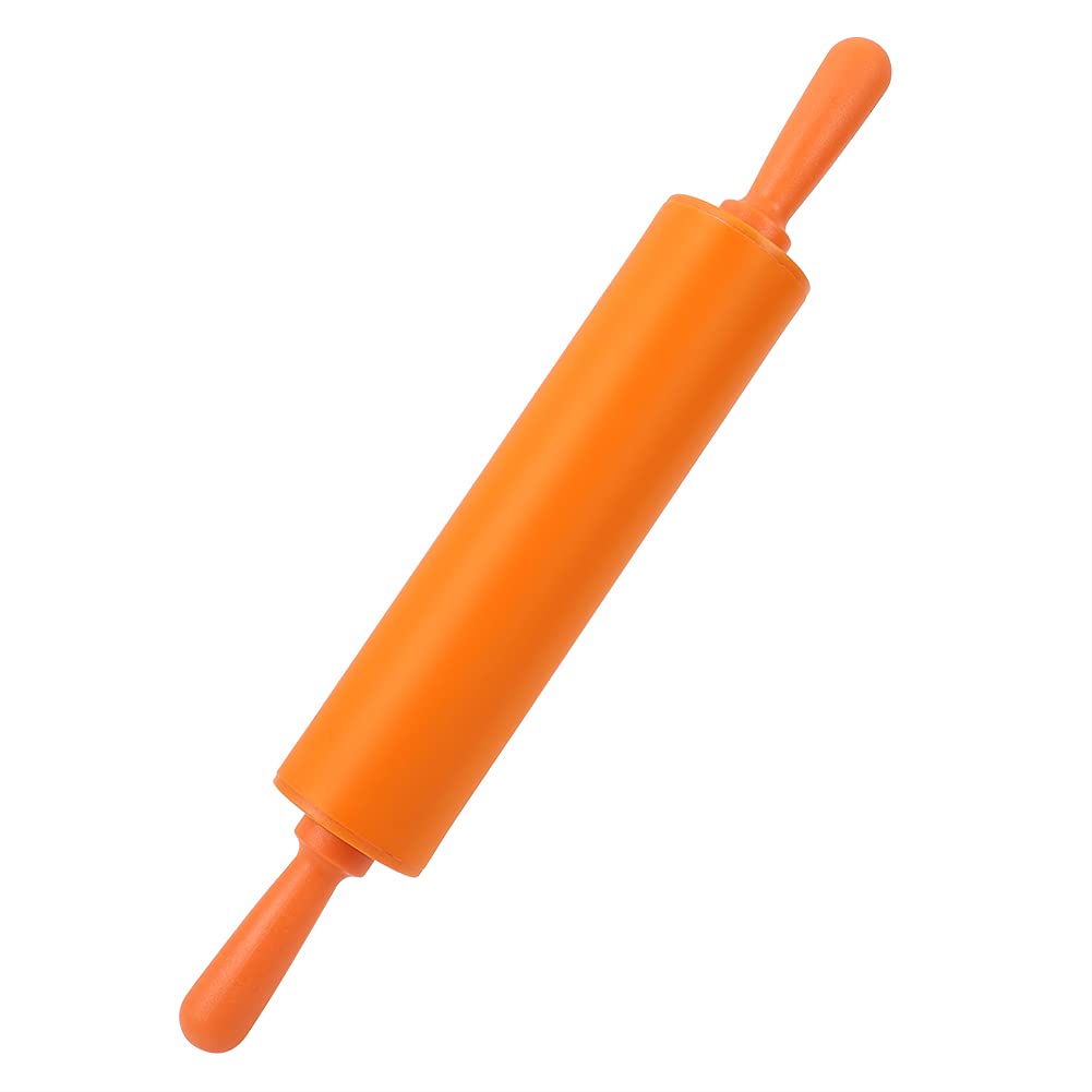 11.8 Inch Non-Stick Silicone Rolling Pin for Baking - Perfect for Homemade Bread, Cookies, Cakes & Pastries (Orange) | Ideal for DIY Kitchen, Holiday Baking & Gift Giving
