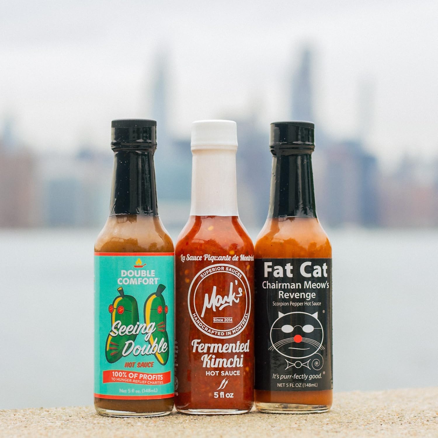 Hot Ones Season 24 Warmup Pack - 3-Pack of 5 fl oz Hot Sauces (Seeing Double, Fermented Kimchi, Fat Cat Chairman Meow Revenge) | All Natural Ingredients | Perfect for Spicy Food Lovers, Game Nights & Hot Sauce Challenges