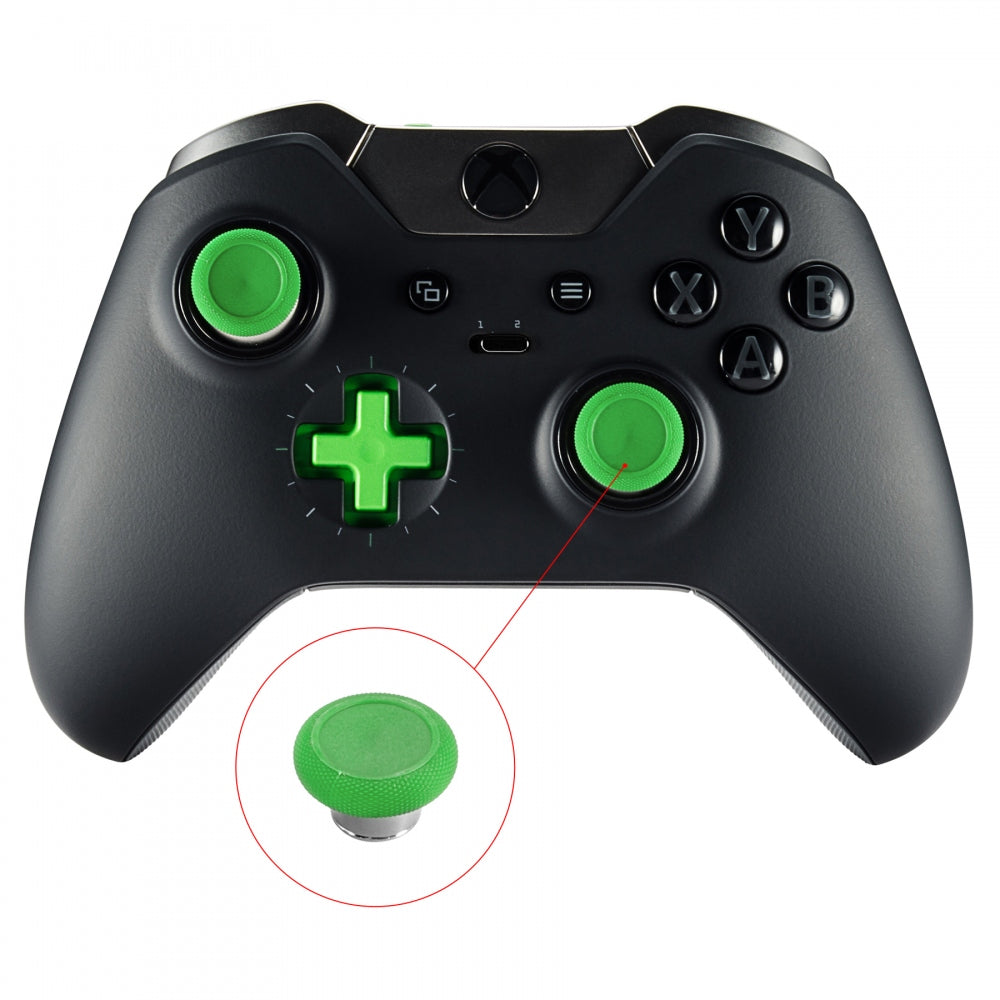 eXtremeRate Green Metal Magnetic Thumbsticks with Screwdriver Kit - Compatible with Xbox One Elite & PS4 Slim Controller - Enhanced Grip for Gaming, FPS, and Competitive Play