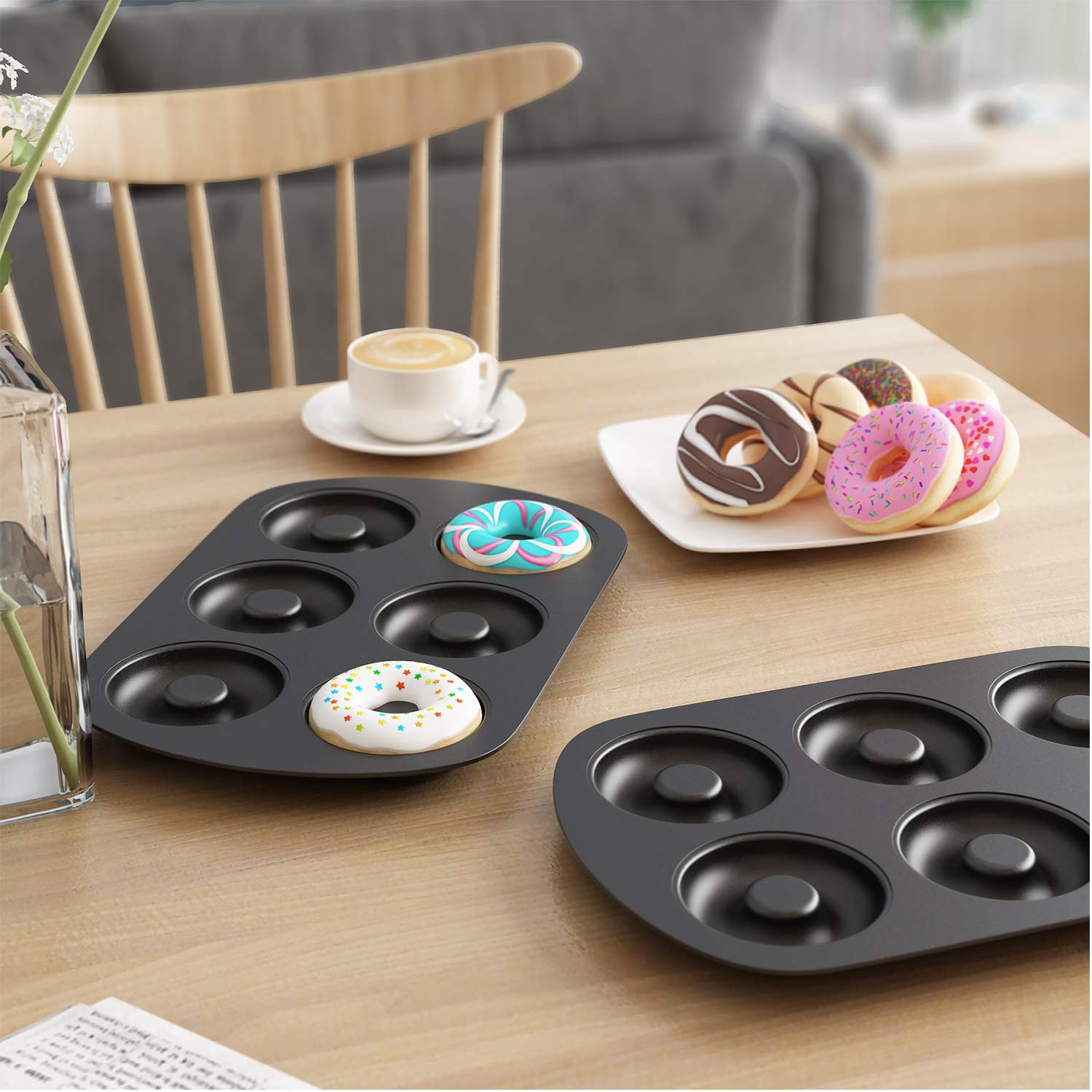 Non-Stick 6-Cavity Donut Baking Pans - Set of 3, Makes 3.25