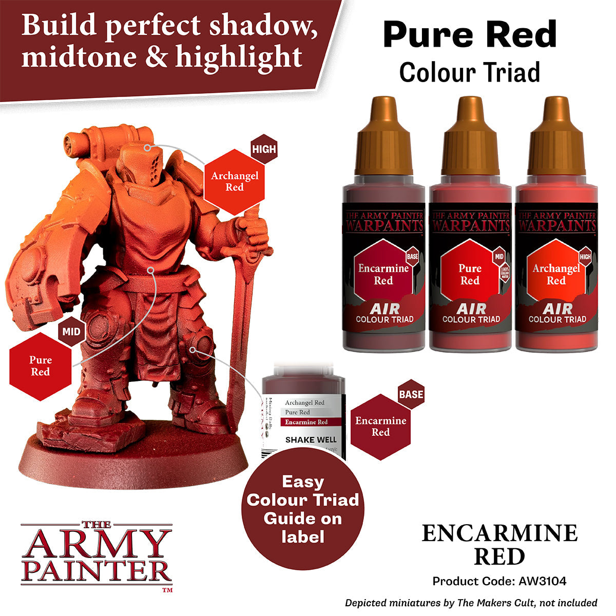 Warpaints Air: Encarmine Red - Premium Miniature Paint for Warhammer & Tabletop Gaming - Perfect for Detailed Model Painting & Hobby Projects