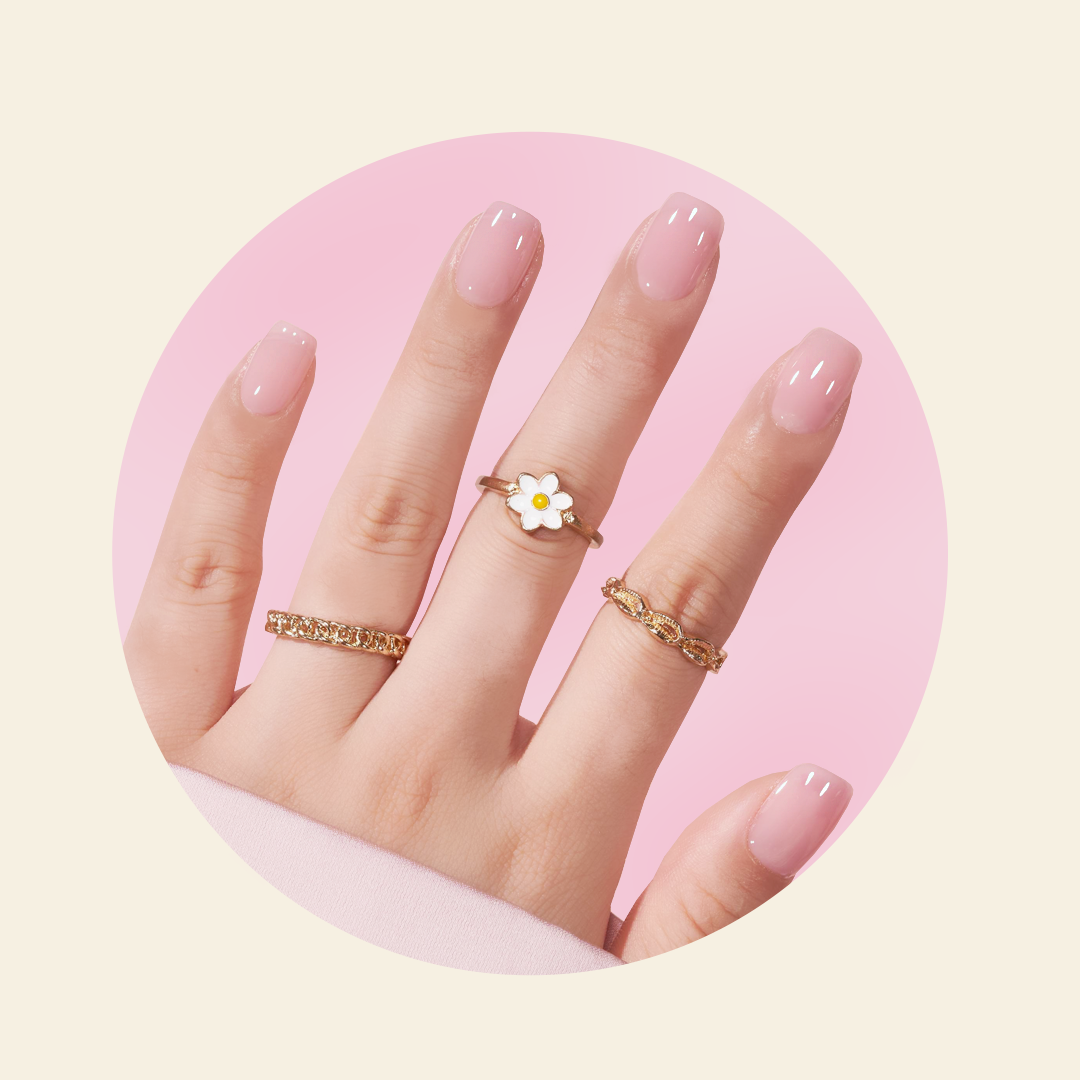 Mitty Original Pink Press on Nails - Long Lasting Fake Nails with Glue - Perfect for Parties, Weddings & Everyday Wear