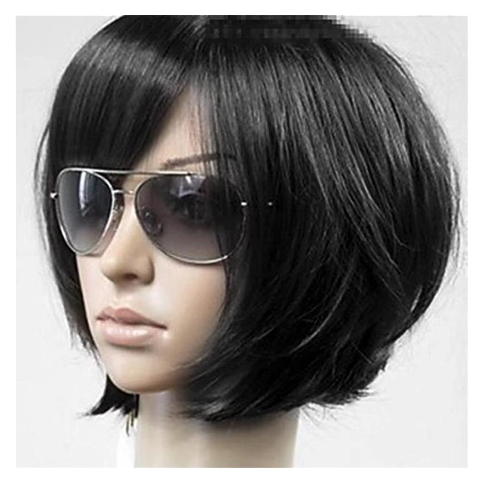 Premium WYH Human Hair Wigs for Women - Natural Brown Straight Short Synthetic Wig | Cosplay, Daily Wear & Special Occasions | 6 Colors Available (Black, 12in Stretched Length) | Freetress Style