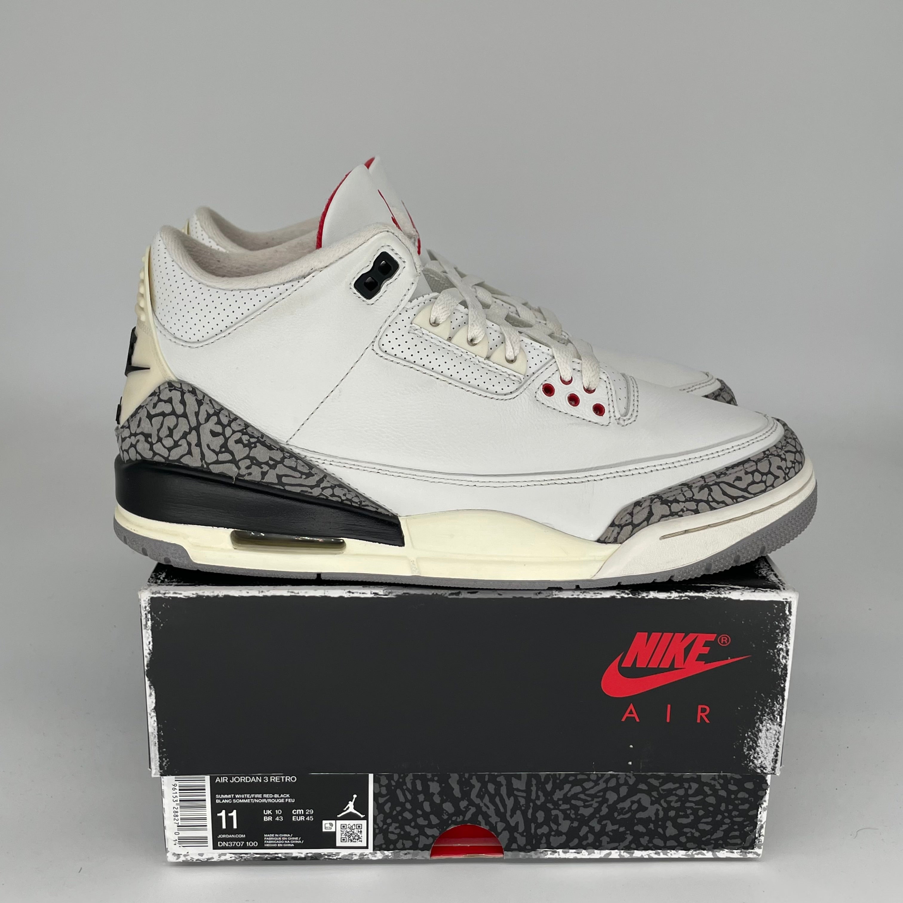 AIR JORDAN 3 White Cement Reimagined Basketball Shoes - Men's Size 11 (DN3707-100) - Retro Style Sneakers for Casual Wear & Street Fashion