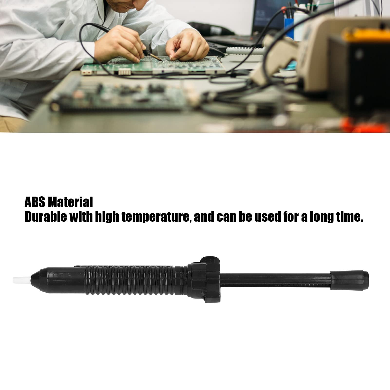 Desoldering Pump - ABS Black Handheld Vacuum Solder Sucker Tool with Non-Slip Grip | Easy Operation for Electronics Repair & PCB Maintenance | Perfect for DIY Projects & Professional Use