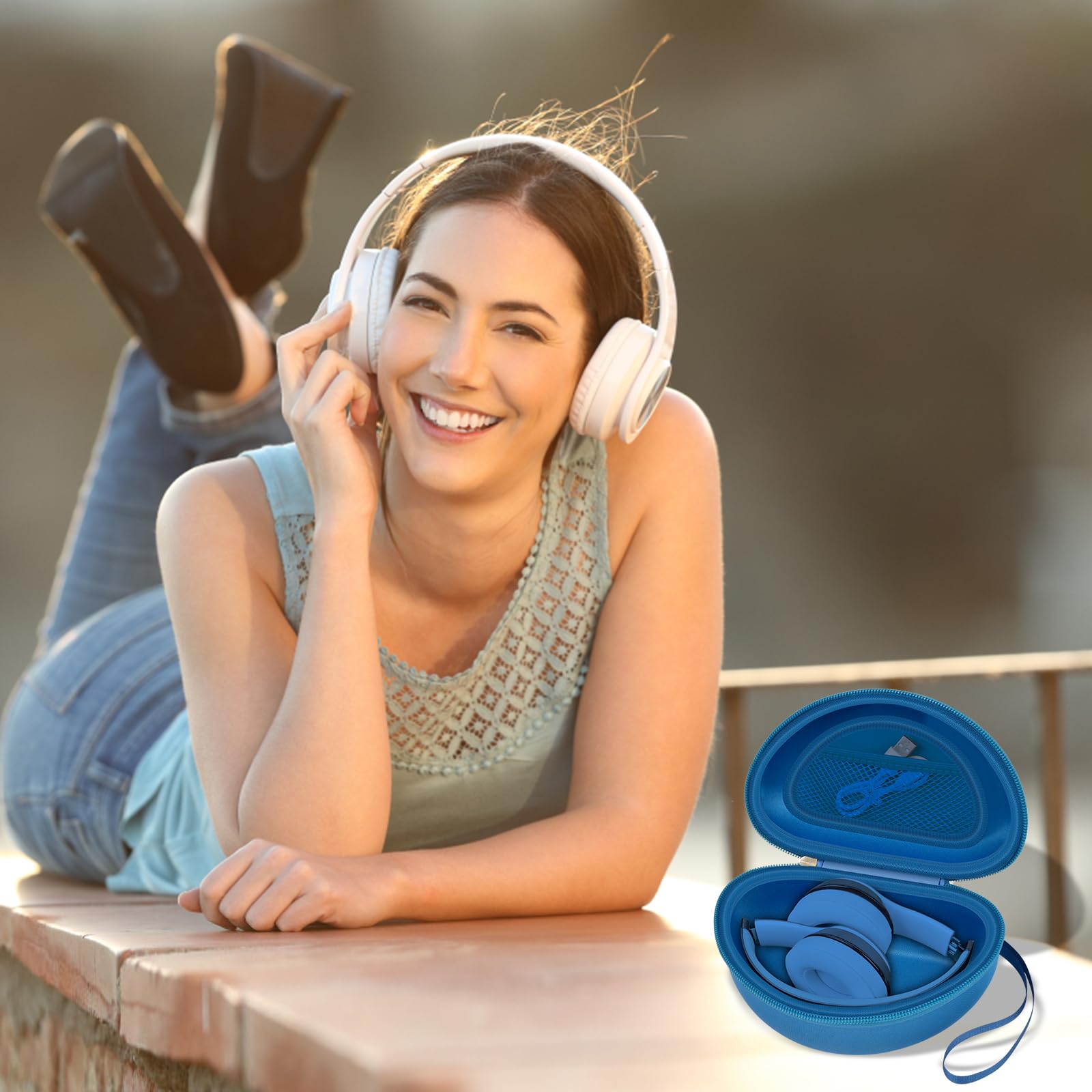Premium Hard Shell Headphone Case Compatible with Beats Solo 4, Studio Pro, Solo3, Studio3, Solo2 & Solo Pro - Protective Travel Storage Cover for Wireless On-Ear Headphones (Navy Blue) - Perfect for Travel, Gym & Daily Commute