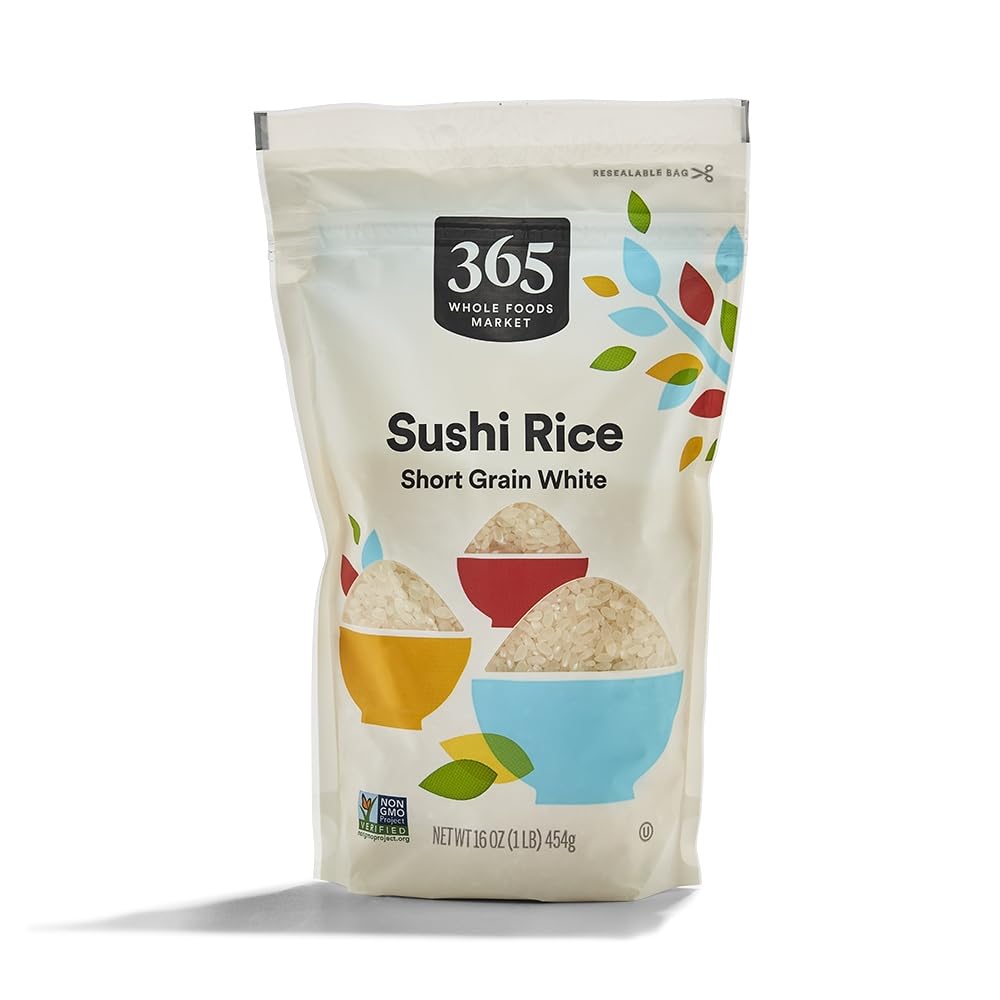 365 by Whole Foods Market Organic Short Grain White Sushi Rice - 16oz Pack | Perfect for Homemade Sushi Rolls, Poke Bowls & Asian Cuisine
