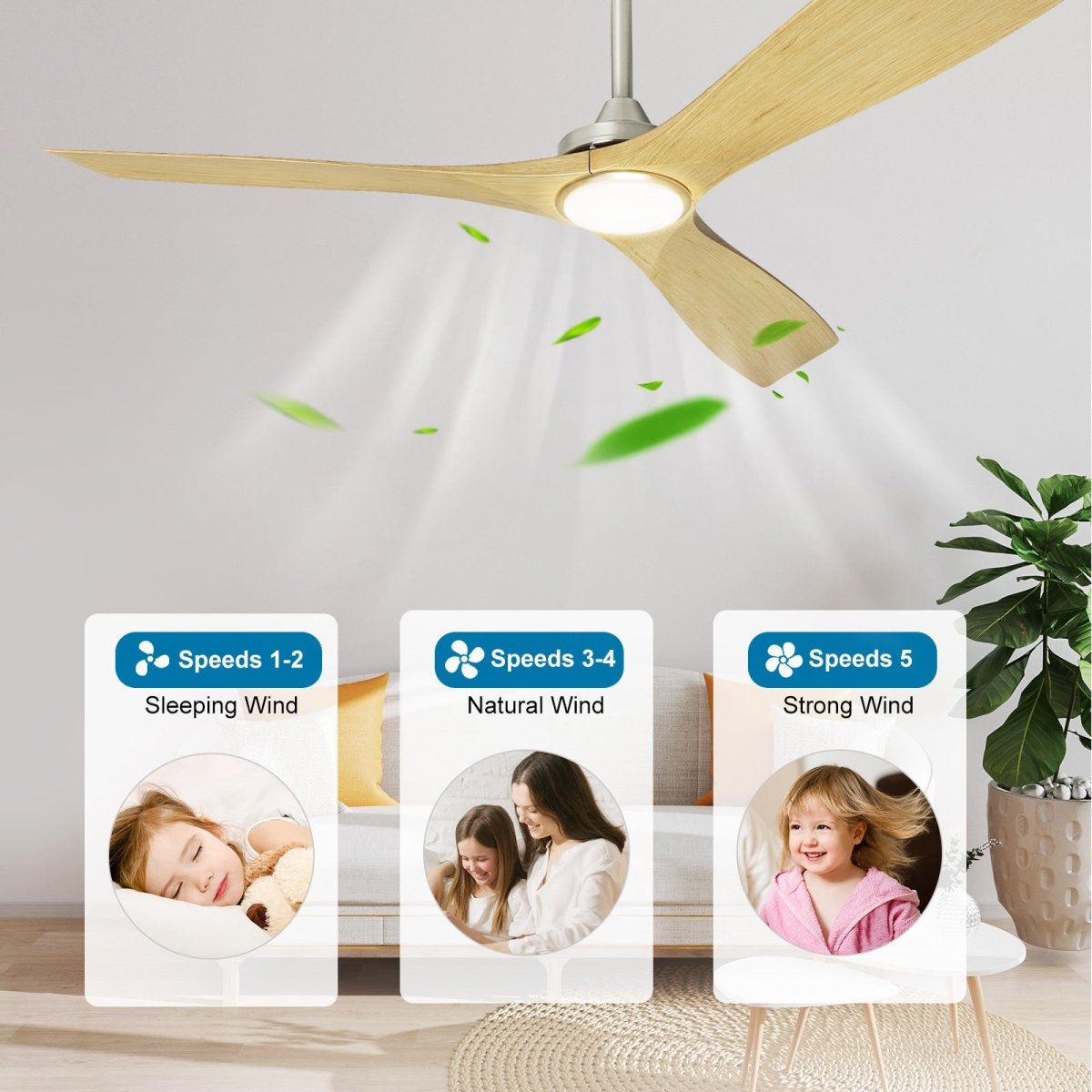 Depuley 52 Inch Modern Ceiling Fan with LED Lights & Remote Control - Quiet Reversible DC Motor, 3 Color Temperature Options, Timer Function - Perfect for Kitchen, Patio, Farmhouse & Covered Outdoor Spaces