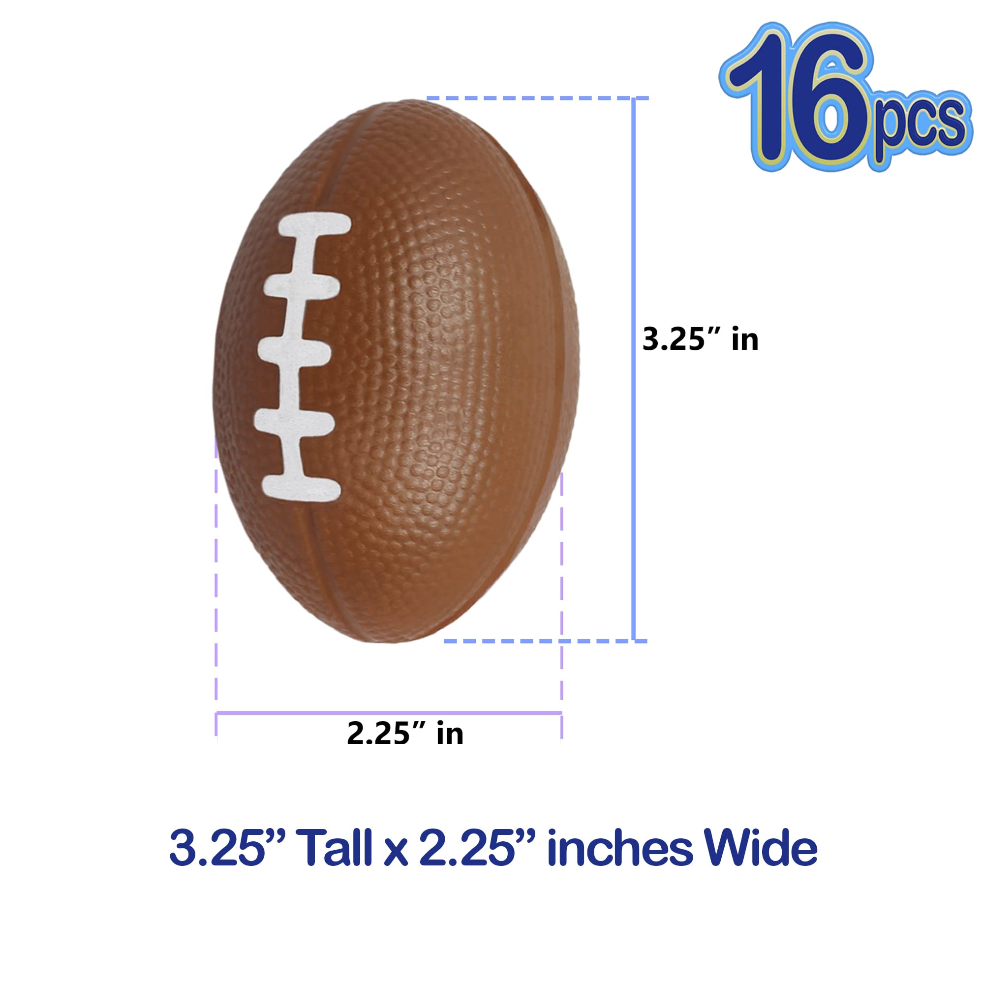 AnapoliZ Mini Foam Footballs 16 Pack - 3.25 Inch Soft Stress Balls for Party Favors, Game Day Decorations & Bulk Sports Toys | Perfect for Football Themed Parties, Tailgating, Office Stress Relief & Kids Play | Small Foam Football Bulk Pack