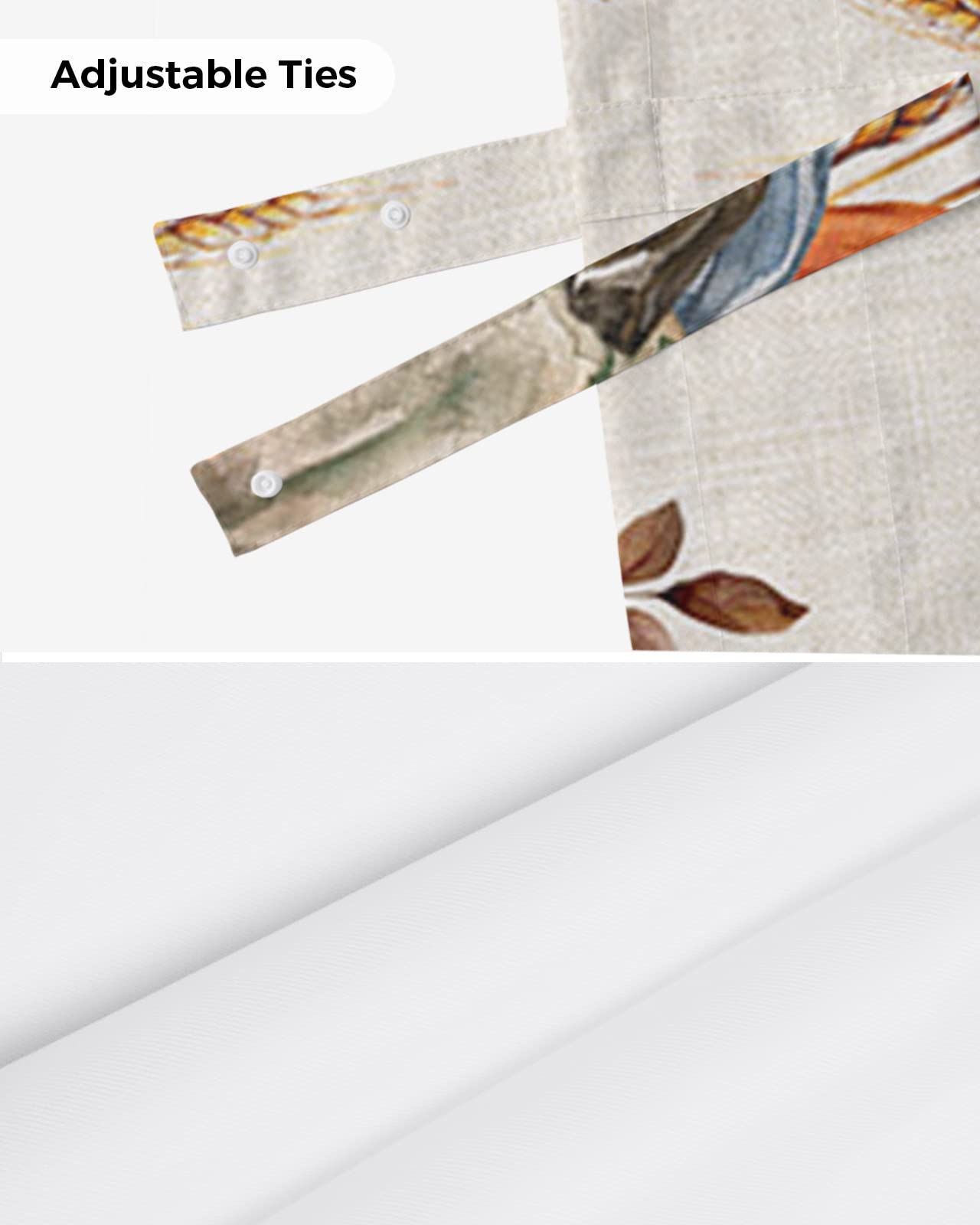 Fall Harvest Thanksgiving Kitchen Window Valances - Autumn Pumpkin, Butterfly & Leaves Burlap Rod Pocket Curtains (42