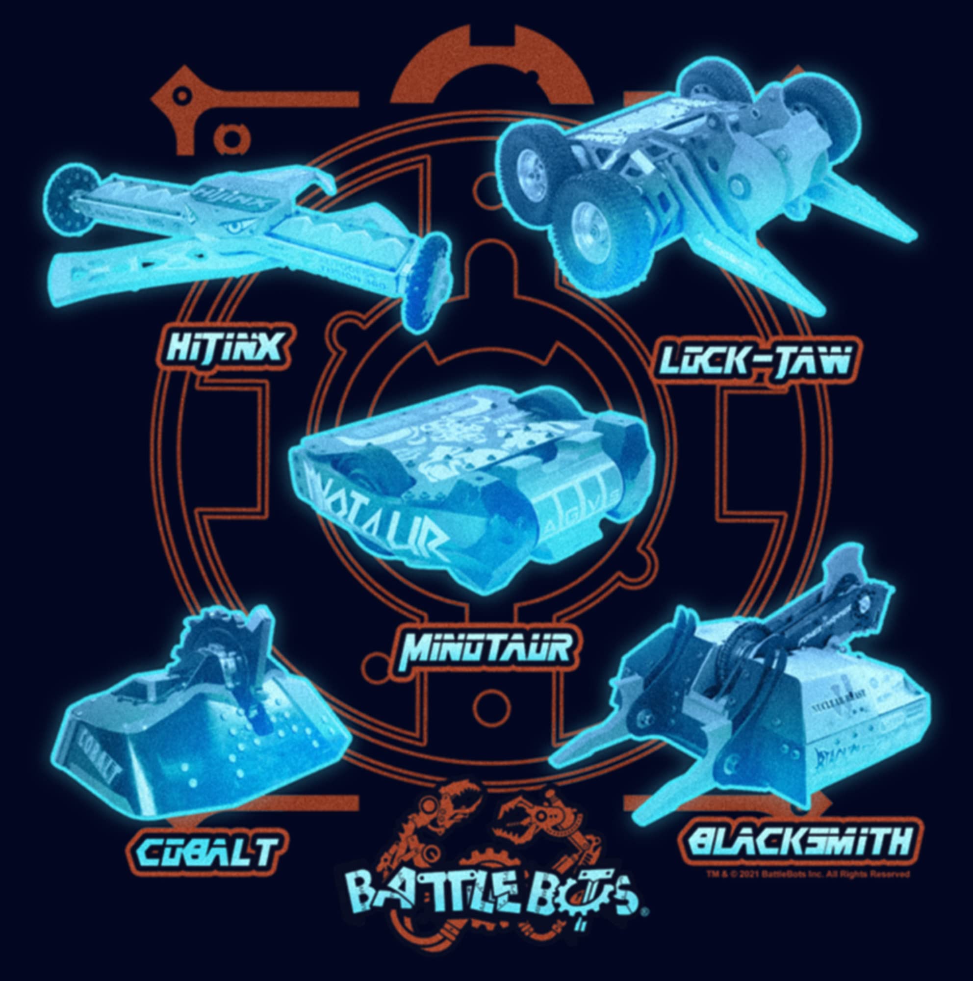 Battlebots Blue Neon Robots T-Shirt for Teens | Cool Graphic Tee for Boys & Girls | Perfect for Gaming, Robotics Fans & Casual Wear