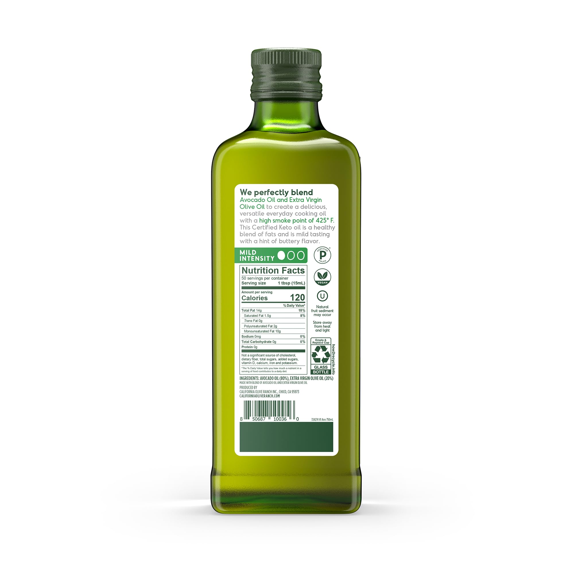 California Olive Ranch Avocado Oil Blend - 750mL (Pack of 6) | Premium Cooking Oil for Baking, Frying & Salad Dressing | Healthy High-Heat Oil for Home & Restaurant Use