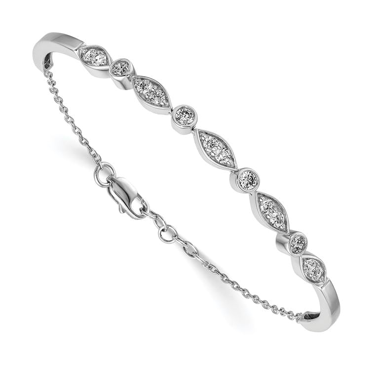 14K White Gold Diamond Bangle Bracelet for Women - Elegant Fine Jewelry Gift for Her - Perfect for Anniversaries, Birthdays & Special Occasions