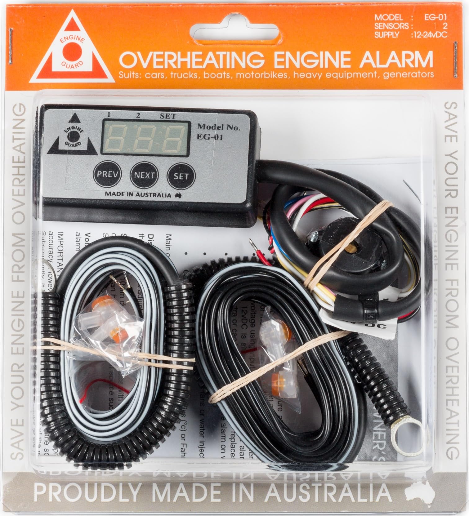 Dual Temperature Engine Guard Kit - Vehicle Overheating Protection Monitor with Audible Alarm | Real-Time Engine Temperature Alert for Cars, Trucks & Motorcycles
