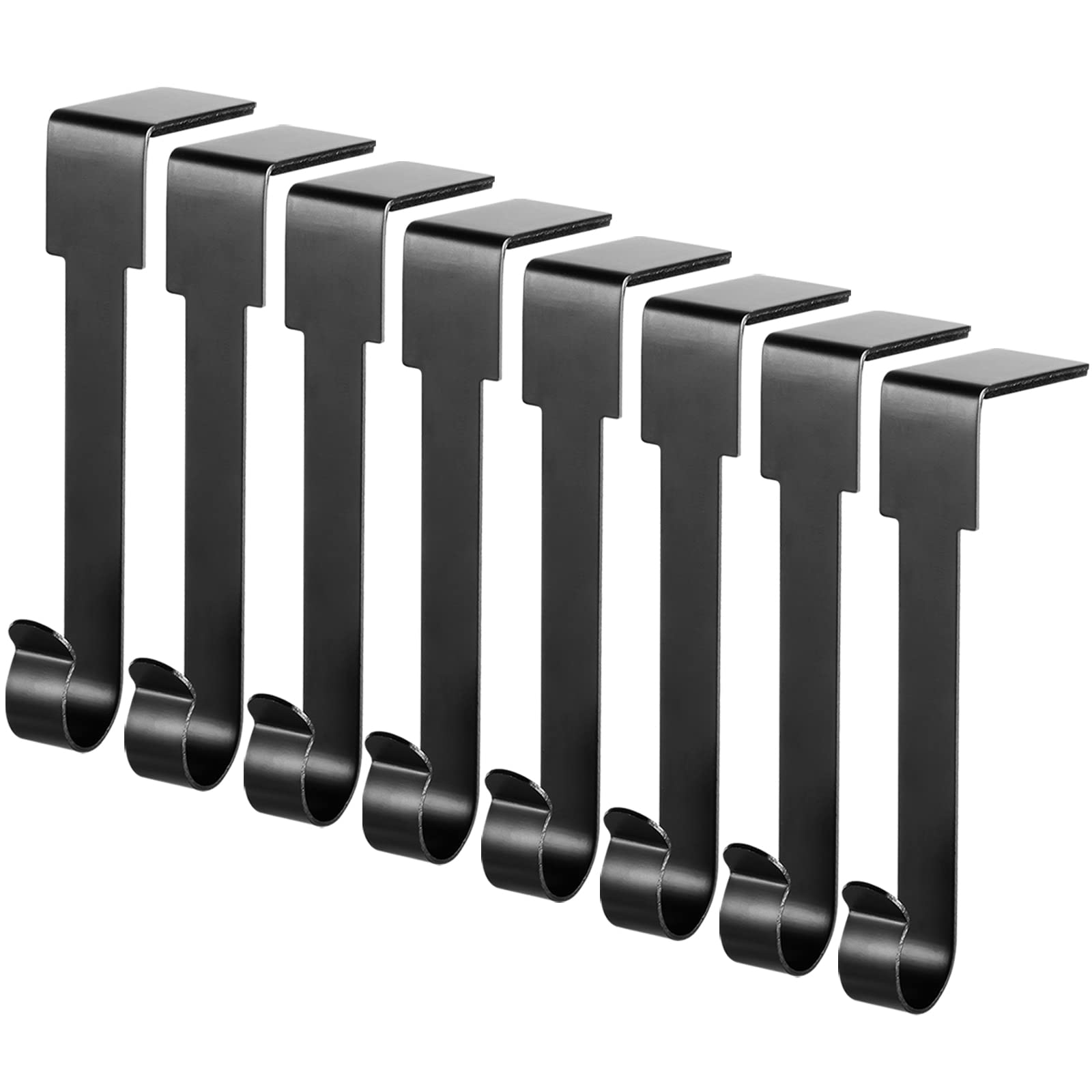Christmas Stocking Holders - 8 Pack Black Fireplace Mantel Hooks for Holiday Decorations - Perfect for Christmas Tree, Fireplace, and Home Decor