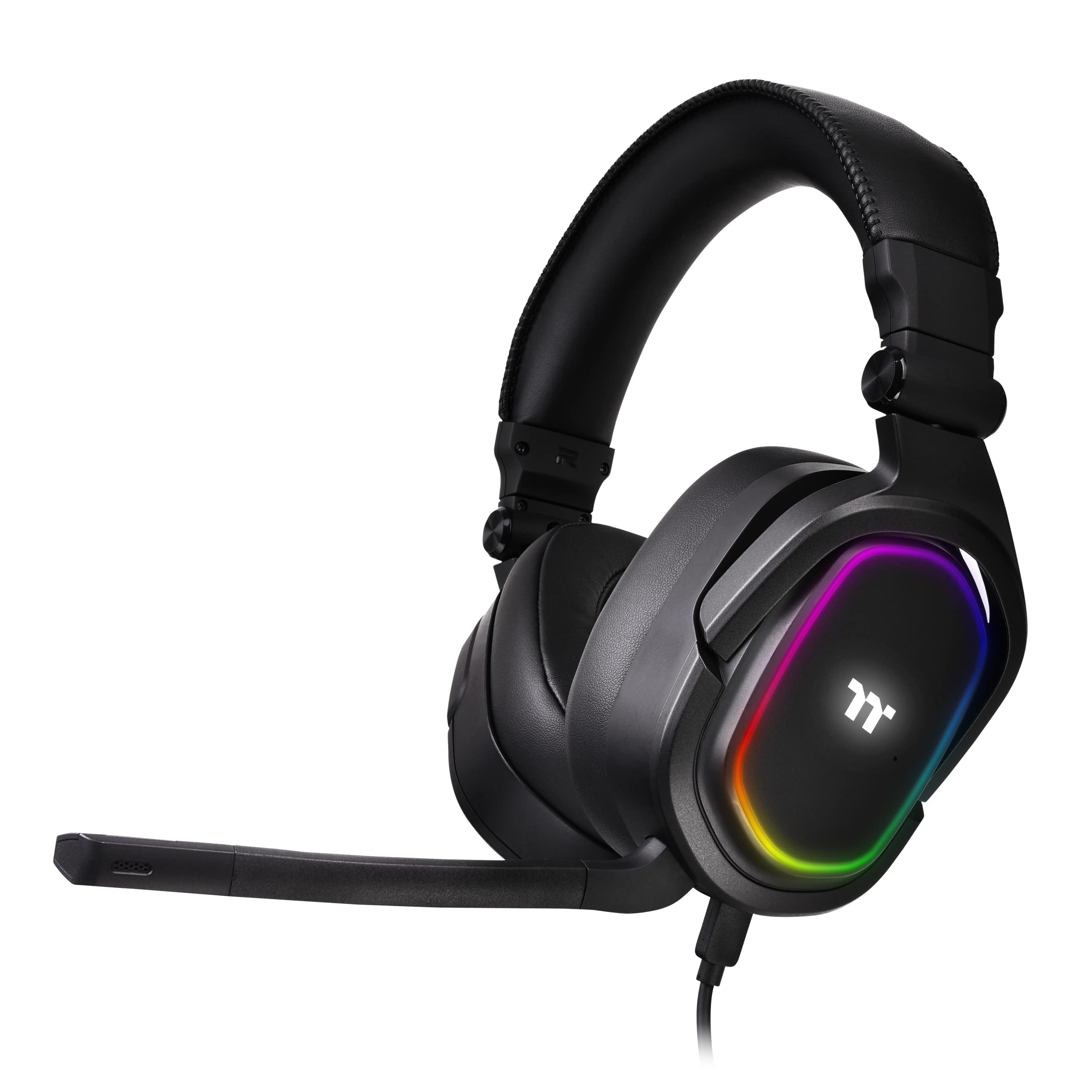 Thermaltake Argent H5 RGB 7.1 Surround Sound Gaming Headset with 50mm Hi-Res Drivers - Compatible with PC, Xbox One, PS4, Mac, Mobile & Nintendo Switch - Black (GHT-THF-DIECBK-31) - Perfect for Competitive Gaming, Streaming & Virtual Meetings