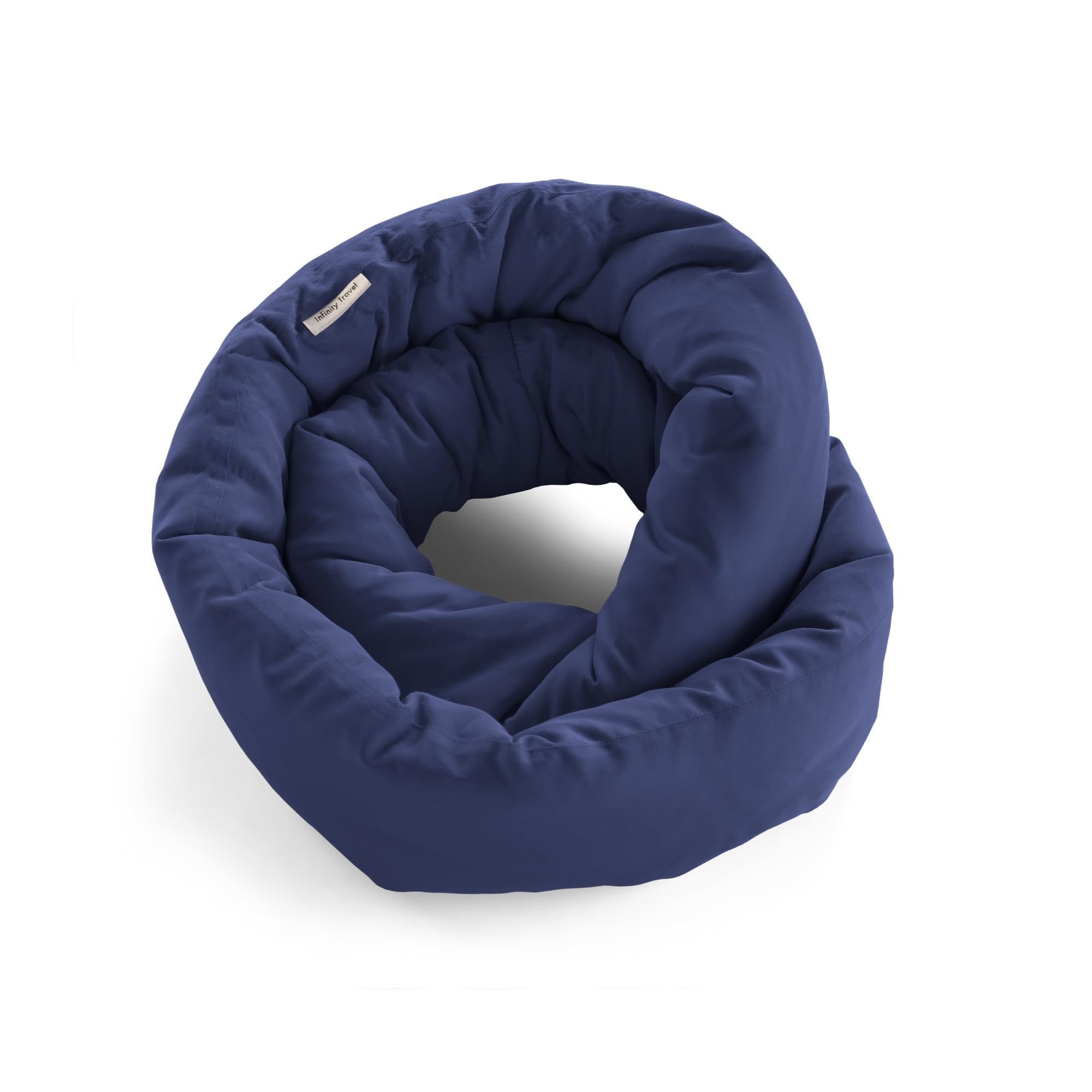 Huzi Infinity Pillow Mini - Kids Travel Neck Pillow for Airplane, Car & Train - Machine Washable Comfort Support for Toddlers - Perfect for Long Flights, Road Trips & Nap Time (Navy Blue)