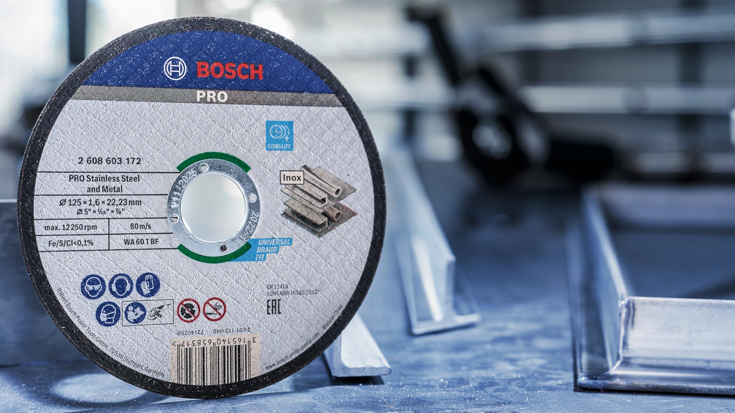Bosch Professional 115mm Stainless Steel Cutting Disc - 1.6mm Thickness, 22.23mm Arbor - Angle Grinder Accessory for Metalworking, Construction & DIY Projects