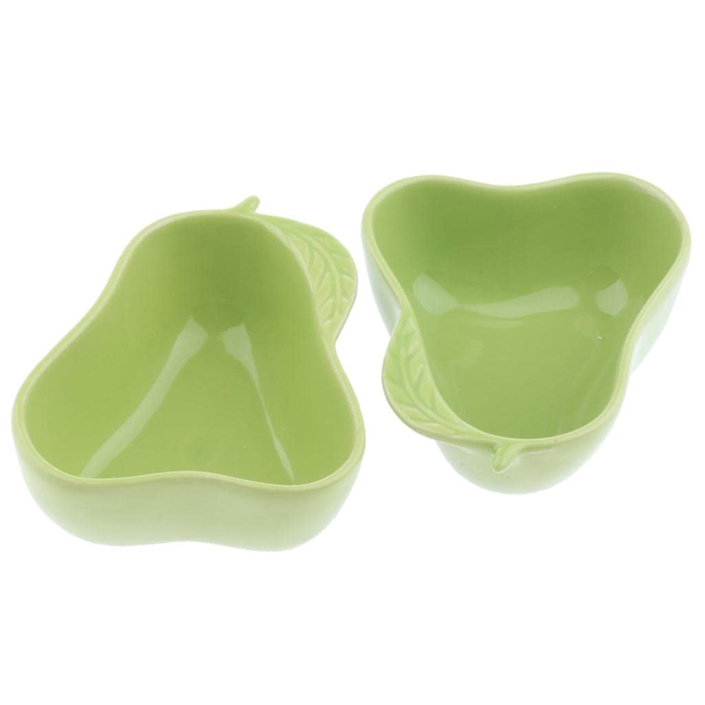 MERISHOPP Small Ceramic Pet Bowl - 1 Pair for Hamster, Rabbit, Guinea Pig - Durable Pear Green Feeding Dish - Perfect for Small Animal Cages, Habitats & Travel Use