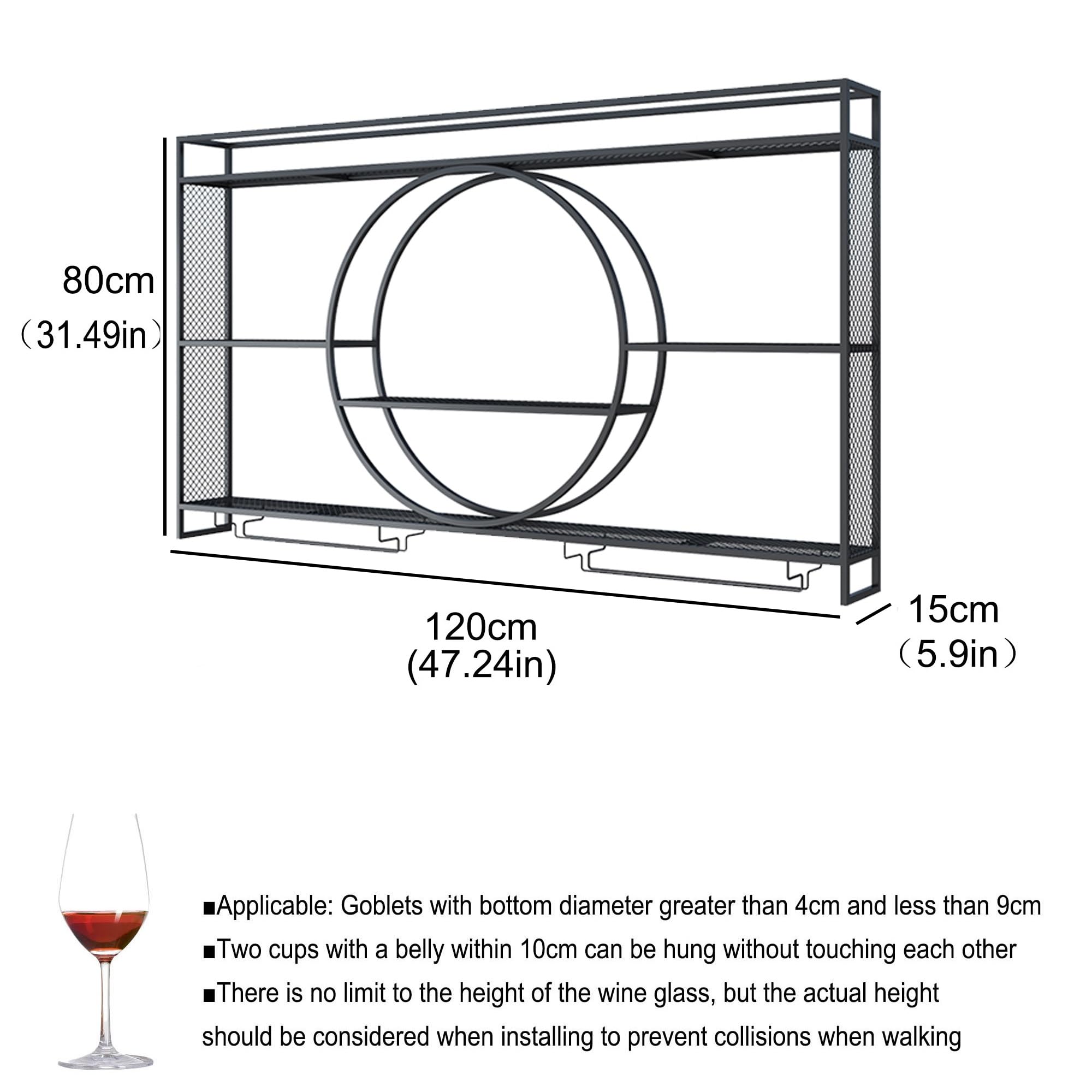 Wall Mounted Wine Rack with LED Lights - Floating Bar Shelves for Liquor Bottles & Wine Glass Storage - Modern Home Bar Cabinet for Kitchen, Dining Room, Living Room - Perfect for Entertaining Guests & Displaying Your Wine Collection