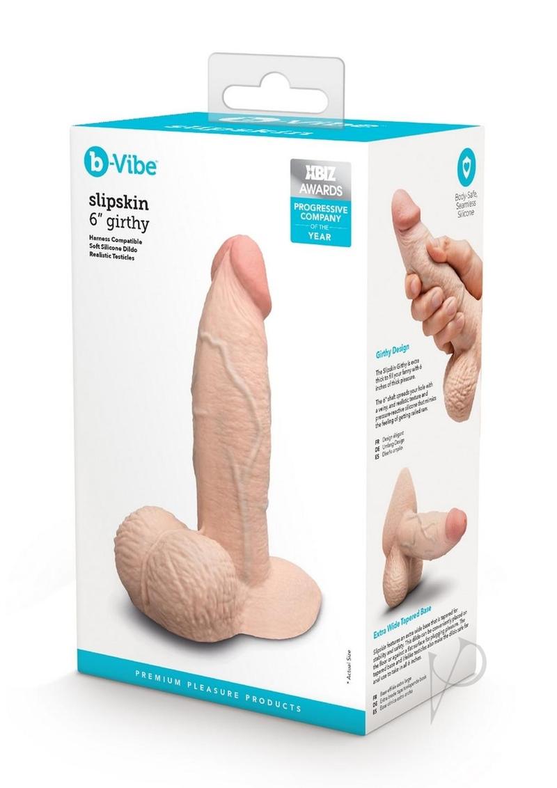B Vibe Slipskin Realistic Silicone Girthy Dildo 6 Inch - Vanilla Shade | Body-Safe Adult Toy for Couples & Solo Play | Perfect for Sensual Massage & Intimate Exploration