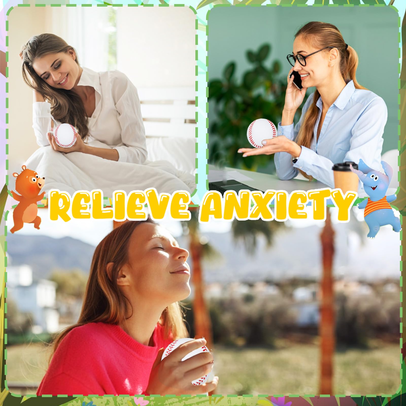 12 Pack Soft Baseball Stress Balls - 2.8 Inch Mini Foam Anxiety Relief Squeeze Balls for Kids & Adults | Great for Office Decor, School Carnival Prizes, Baseball Themed Parties & Stress Relief Therapy