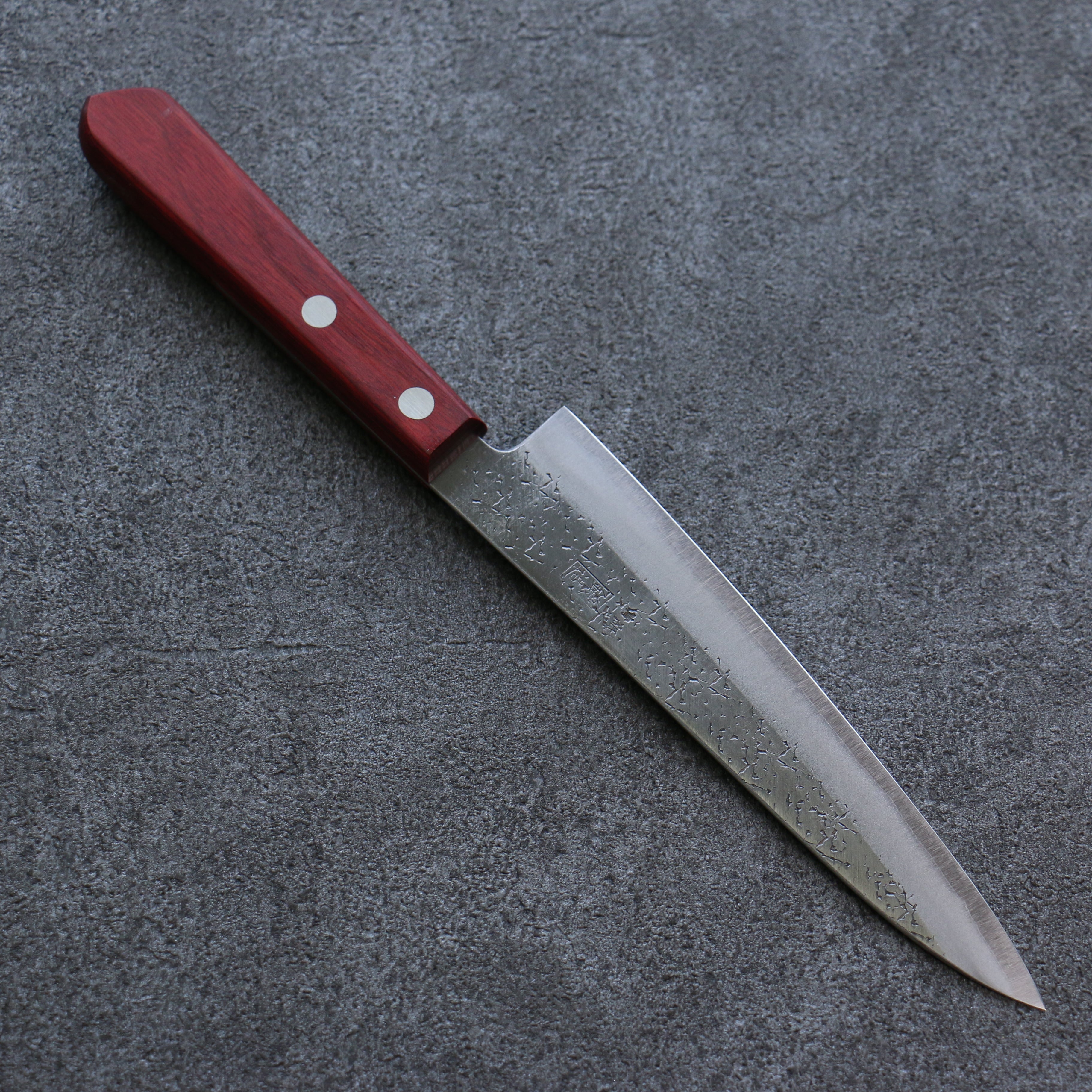 Seisuke Blue Super Hammered Petty Utility Knife 150mm - Japanese Chef Knife with Red Pakka Wood Handle - Perfect for Slicing, Chopping & Precision Cutting in Professional & Home Kitchens
