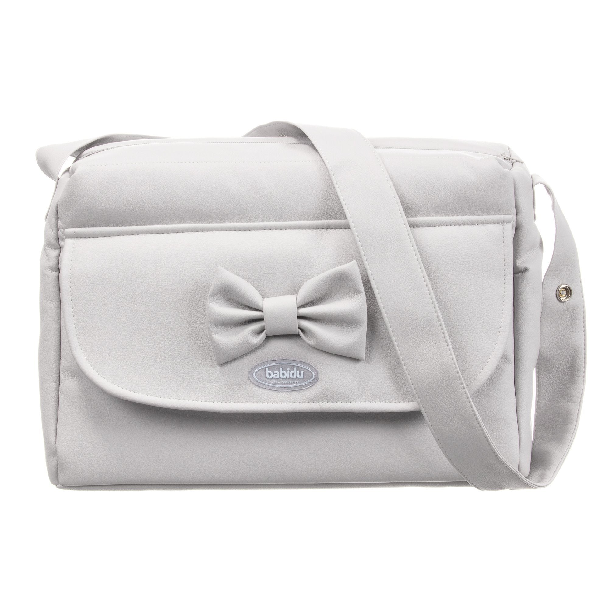Stylish Grey Bow Diaper Bag for Women - Waterproof Baby Changing Tote with Multiple Pockets - Perfect for Moms on the Go, Travel & Everyday Use