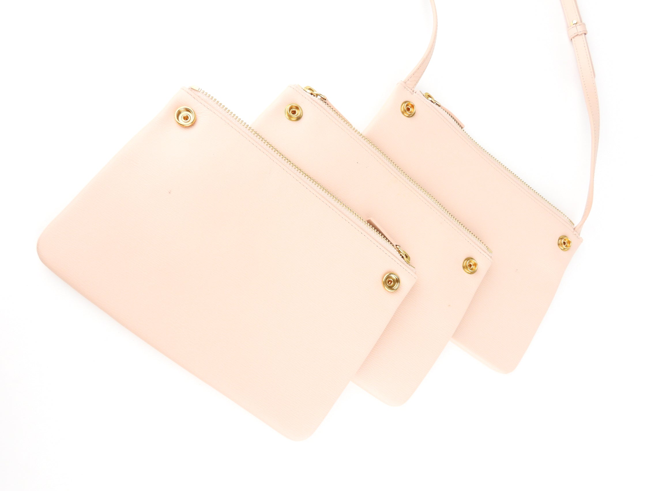 Celine Blush Pink Leather Trio Shoulder Bag for Women - Luxury Crossbody Purse with Adjustable Strap, Perfect for Work, Travel & Evening Out