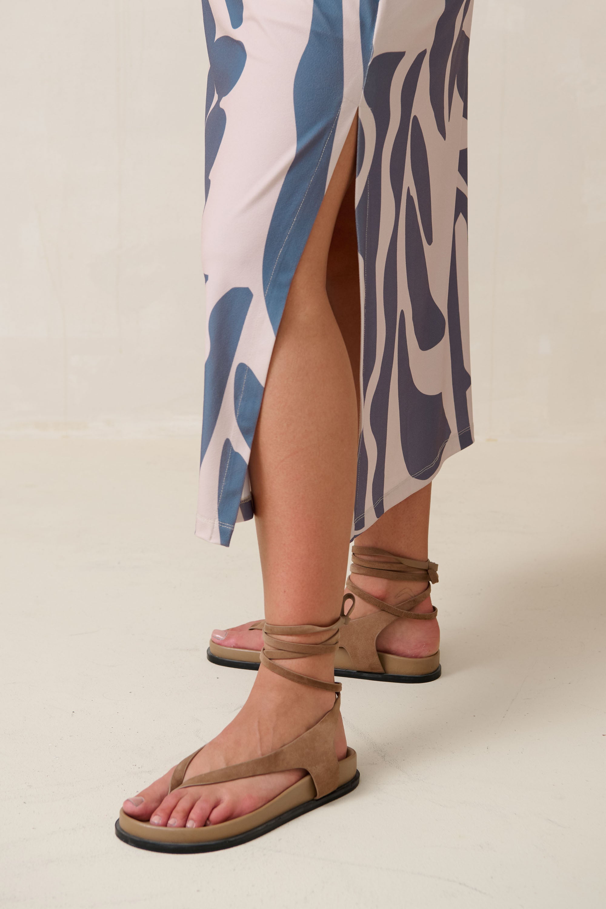 Calibration Nursing Column Dress - Blue Abstract Print - Perfect for Maternity, Nursing, and Everyday Wear