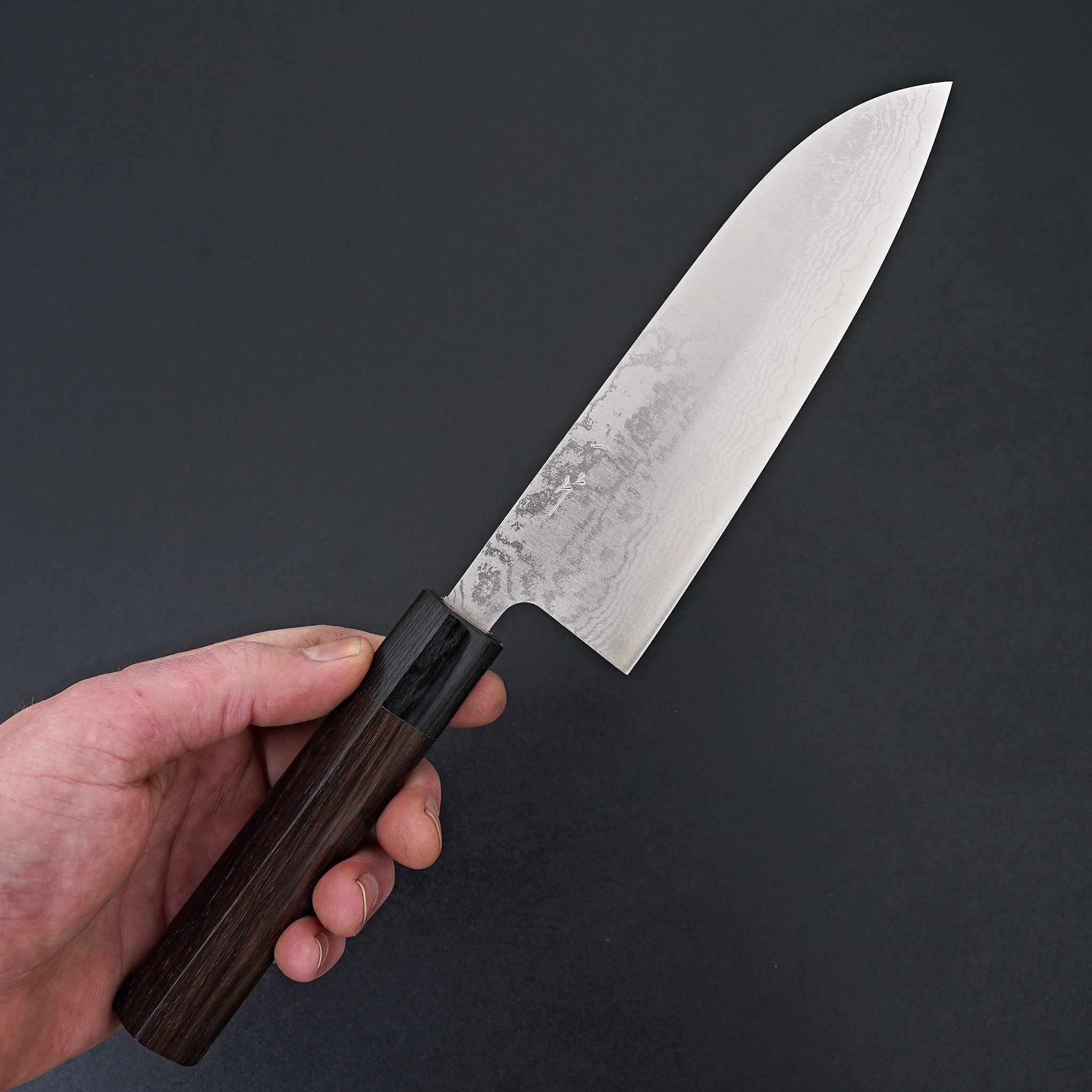 Hitohira Setsu Forged VG-10 Damascus Santoku Knife 165mm with Rosewood Handle - Premium Japanese Kitchen Knife for Slicing, Dicing, and Chopping Vegetables, Meat, and Fish