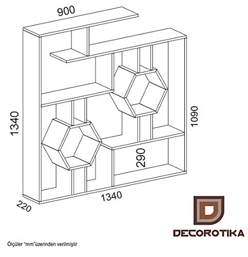 Decorotika - Tamara Geometric Bookcase, Modern Bookshelf with Cubic Shelves, White Storage Unit - Perfect for Living Room, Office & Bedroom Organization