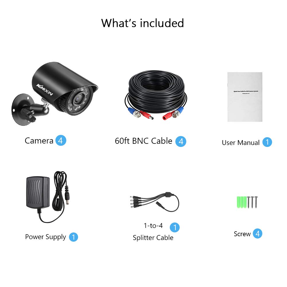 4pcs 1080P 2MP Outdoor Weatherproof Security Cameras with Night Vision & Motion Detection - HD Analog CCTV Surveillance System for Home & Business Protection (NTSC) - Ideal for Driveway, Garage & Perimeter Monitoring
